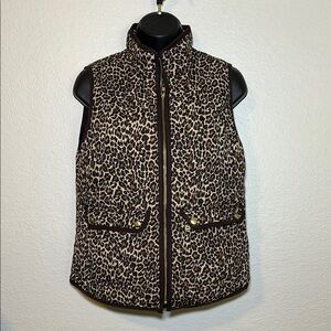 J.CREW Leopard Print Quilted Vest with Zip